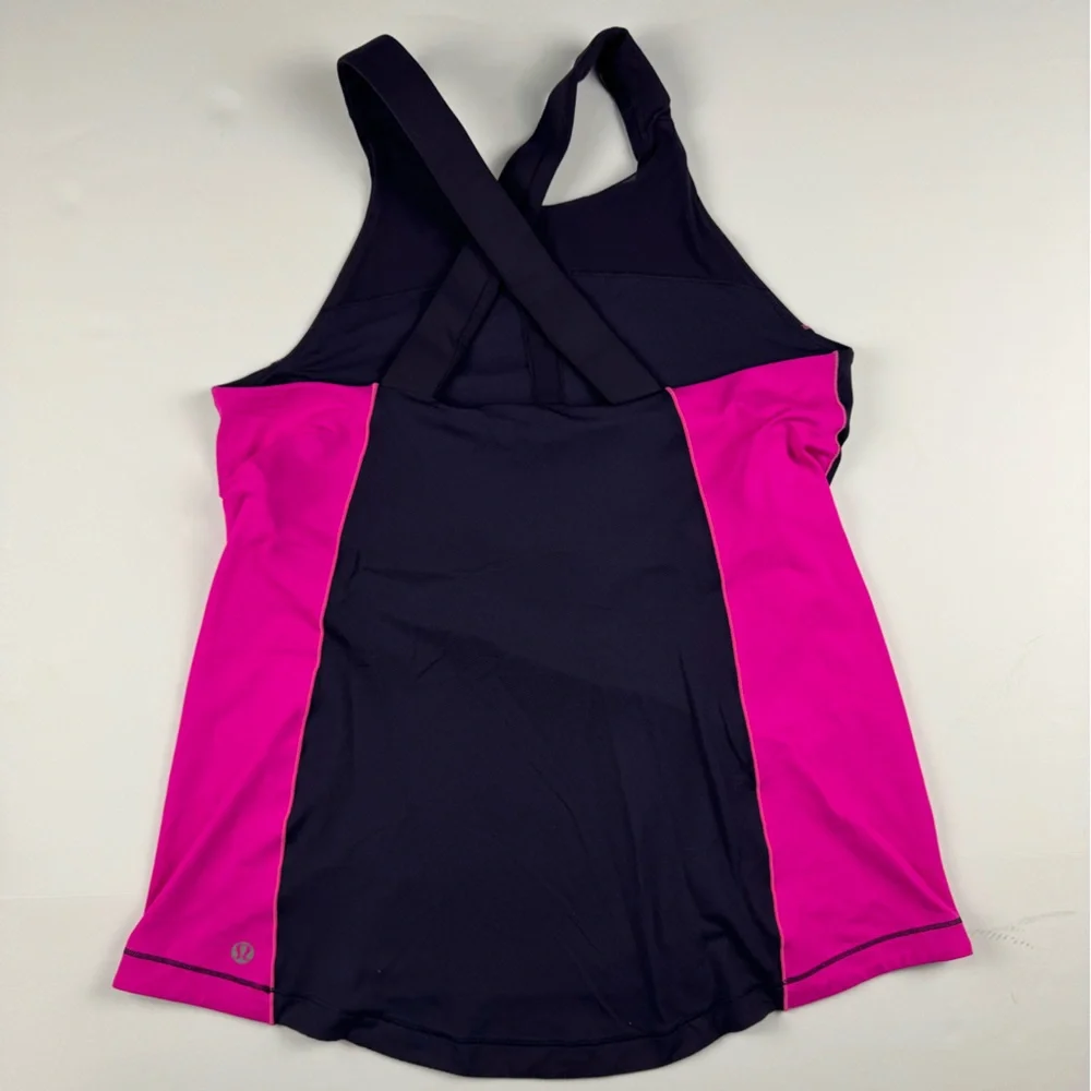 Lululemon spin it to win it Tank black/raspberry Glo light size 12